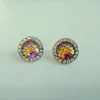 snake squama AB epoxy resin stone and AB rhinestone stud earring for women