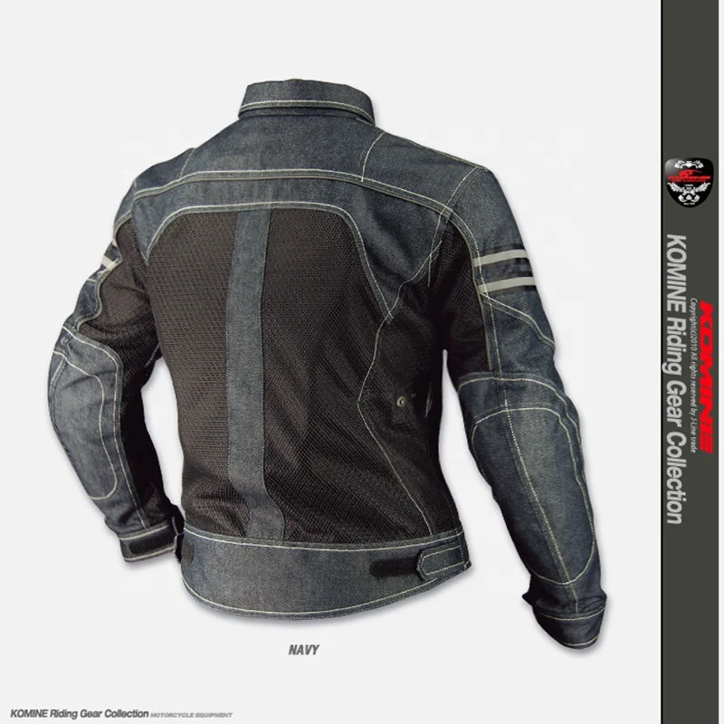 
SSPEC Men Moto Clothing Komine JK-006 Motorcycle Jacket Breathable Mesh Riding Racing Motocross Denim Jacket With Protector Pads 