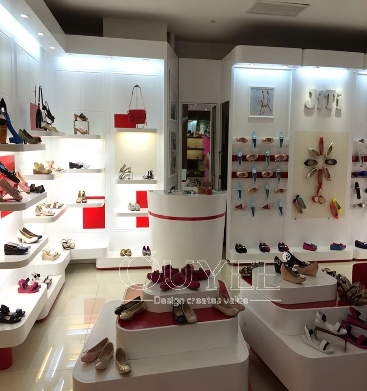 Fashion Style Display Table Wall Mounted Shoe Store Decoration Shoes And Bags Display Footwear