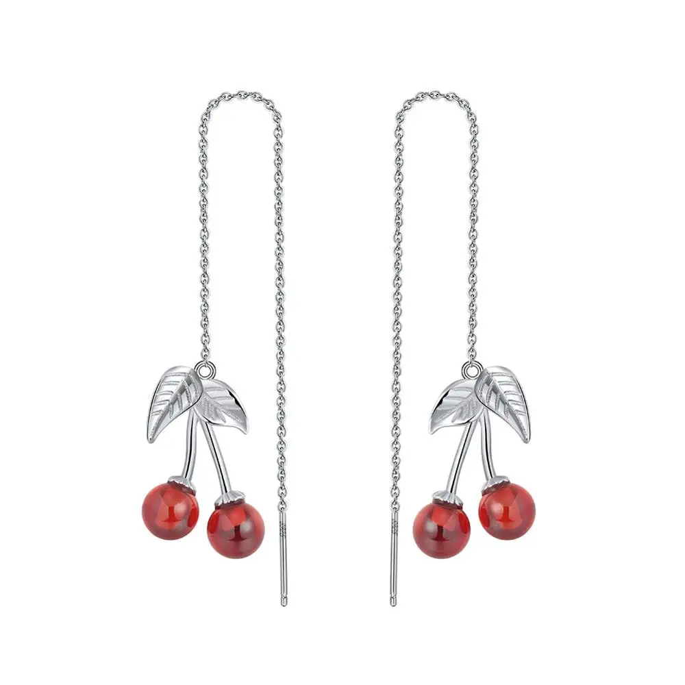 

RINNTIN SE100 Fashion Women Jewelry Cherry Earring with Garnet Drop Earrings