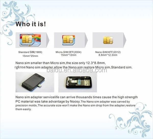 High Quality 3 in 1 Nano Micro Stander Sim Card SIM Card For iPhone