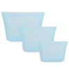 8Pcs Reusable Silicone Food Storage Bag, Zip Lock Top Leakproof Containers Stand Up Stay Open Zip Shut Portable Convenient Snack
