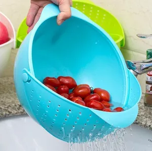 Flip filter water drain basket rotating basket can be three in one rice washer washing in the kitchen fruit plastic basin