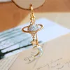 Simple Moon and Star Earrings Long Eardrop Earrings Zircon Jewelry