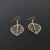 Fashion jewelry leaf shape hollow metal drop earring