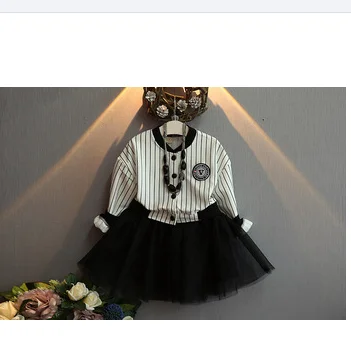 

Girls Full Sleeve Tops And Chiffon Skirts Boutique Outfit For Wholesale, As picture