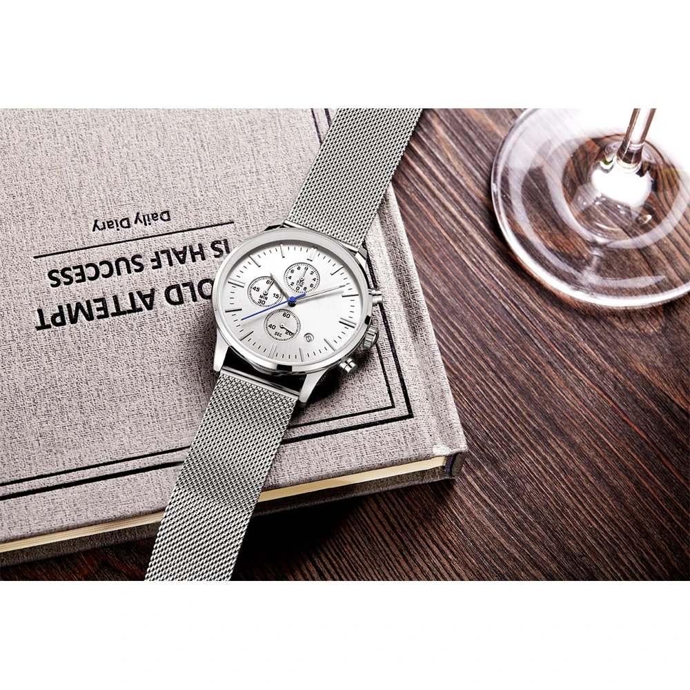 
Sell like hot cakes Watch male Chronograph Business Steel belt watch 