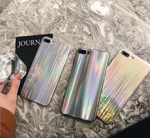 Psychedelic Holographic Sparkle Bling Glitter Shiny Reflective With Laser Pattern Phone Case For iphone 8/8plus