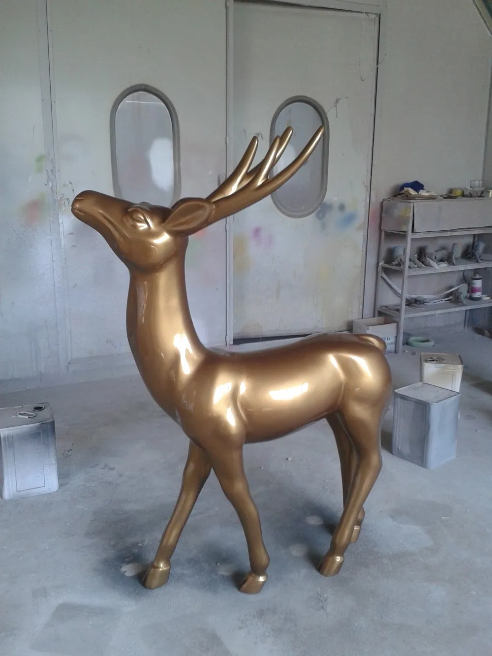 Good Quality Waterproof Life Size Fiberglass Deer Statue For Christmas