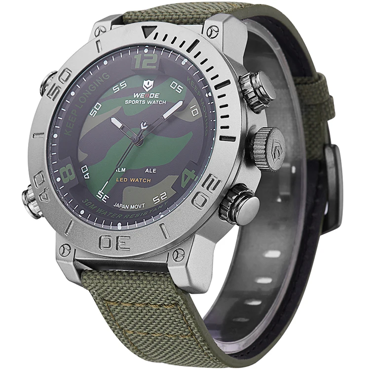 

WEIDE Wholesale Sport Watch 2018 Quartz Army Watches Military Men Clock Digital Hours Analog Watch Men Nylon