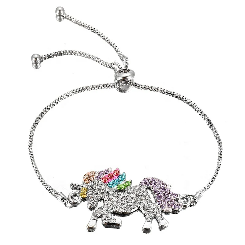 

Unicorn Horse Silver Color Alloy Pendant Chain Bracelet for Women Girl Boy Friendship Bracelets Gift Bangles Jewelry