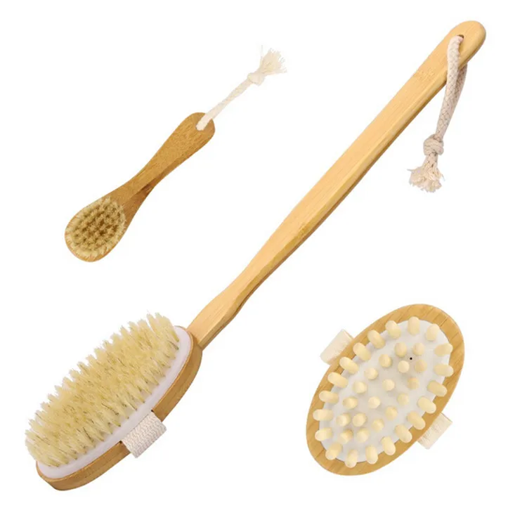 

hot selling body cleaning soft hair wooden brush set, Natural wood color