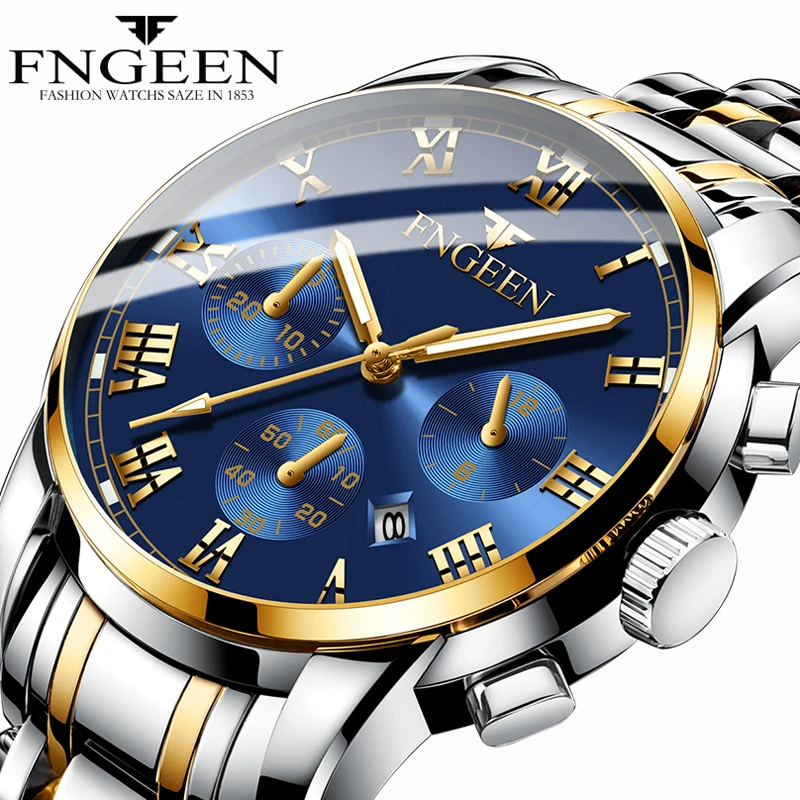 New Fashion Mens Watches Top Brand Luxury Sport Watch Stainless Steel Clock Male Military Waterproof Luminous Watch