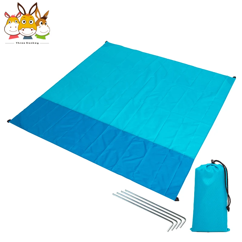 

Extra Large 200*200cm  Material Outdoor Lightweight Sand Proof Ripstop Nylon Waterproof Beach Mat Picnic Blanket, Customized color