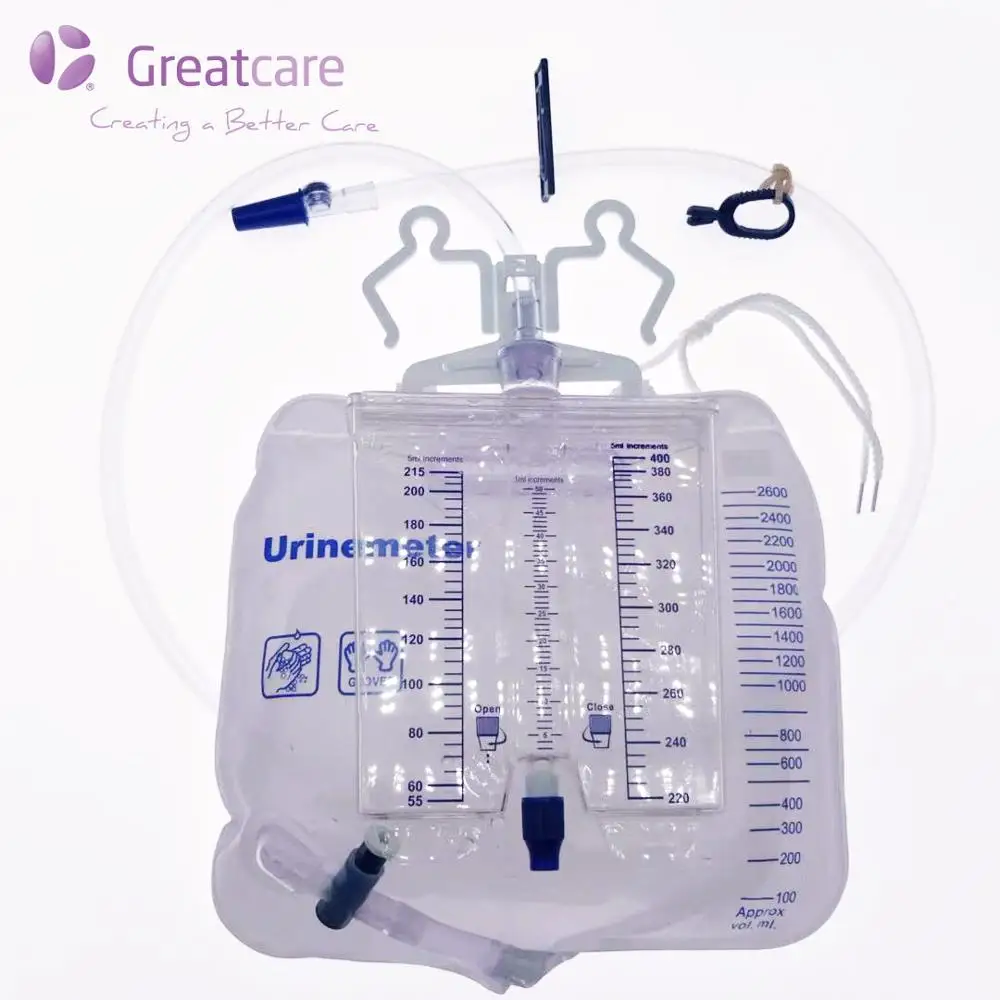 Greatcare Medizinische Drei kammern Urin Meter Ablauf Tasche