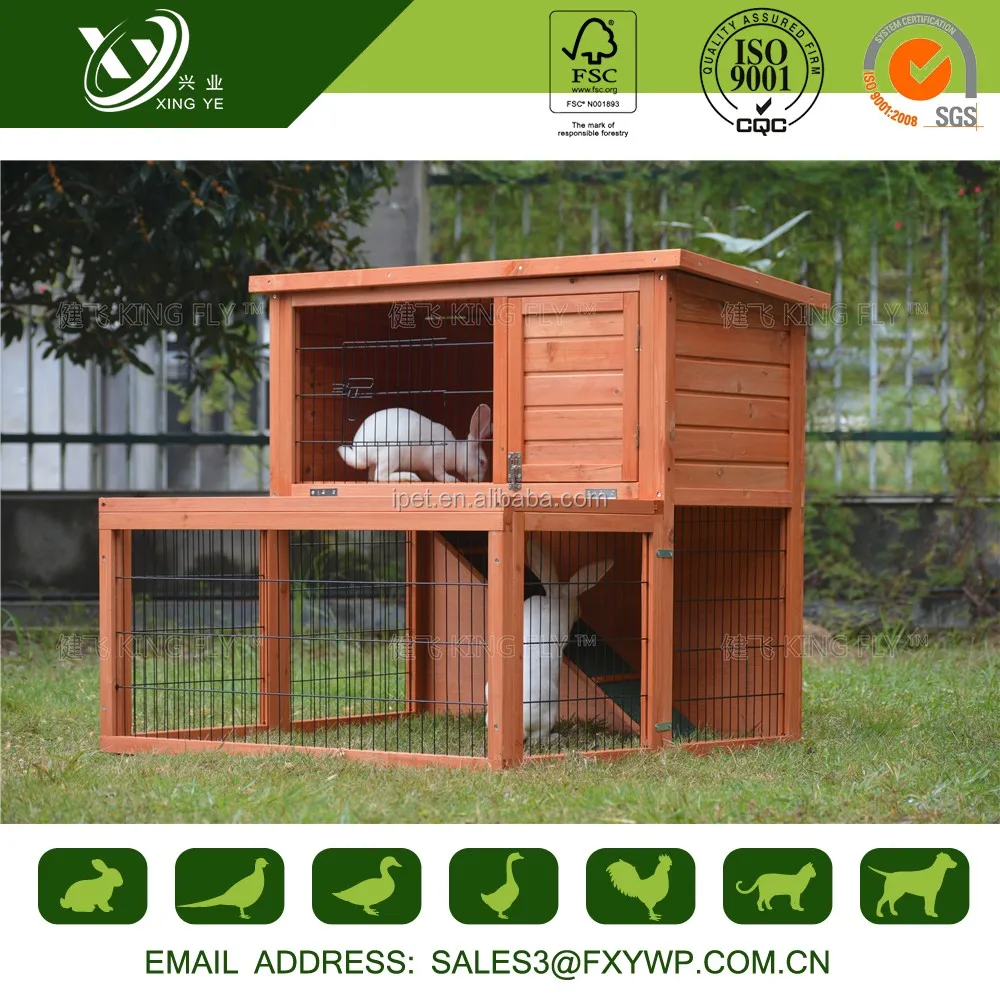Lovely Keep Out Wind Large Wooden Rabbit 2 Storey Cage For Garden Use