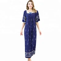 

Luxuriously soft rayon print long night dress plus size maternity wear sleeping robe women wholesale nightgown cotton