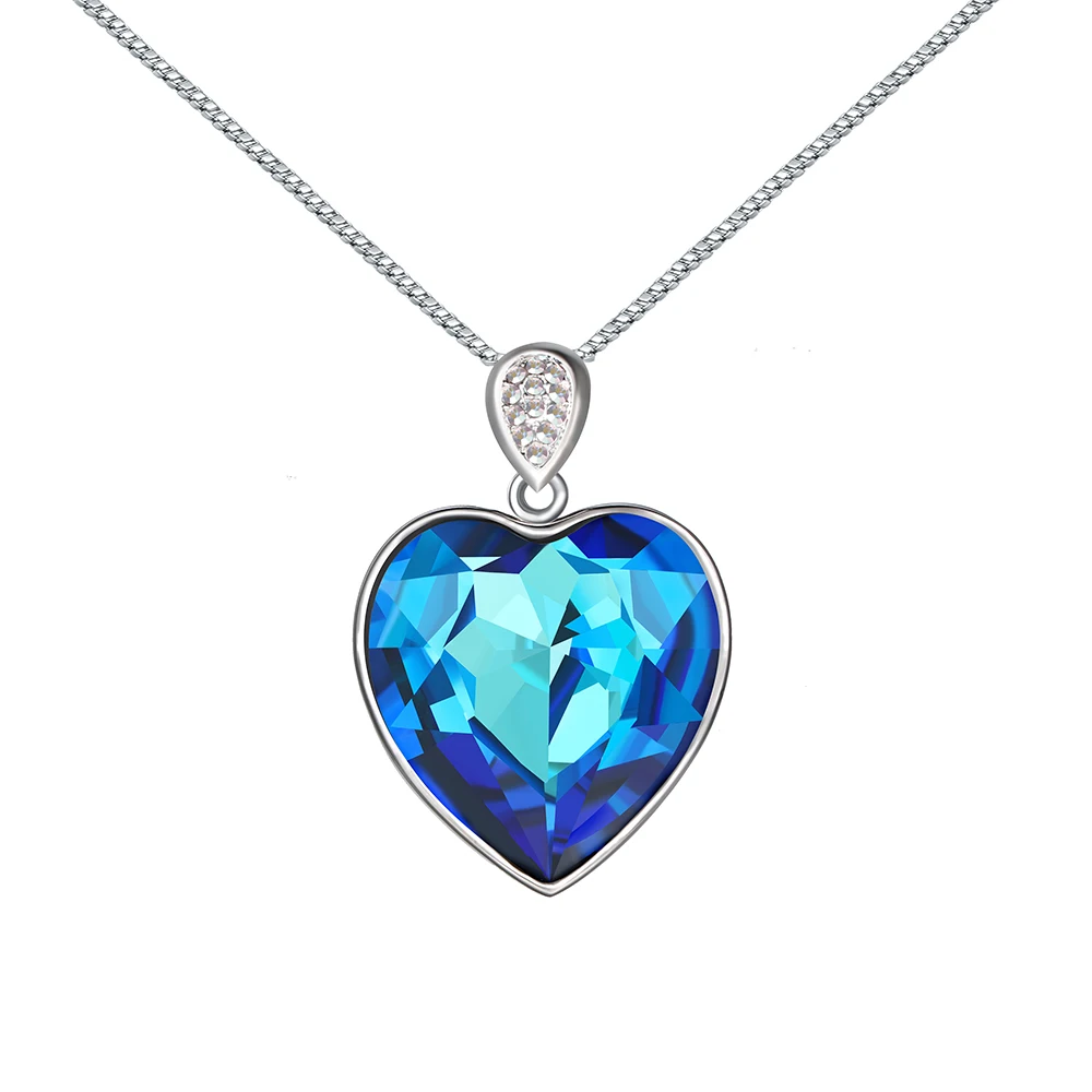 

40163 xuping heart shaped pendant necklace women crystal jewelry crystals from Swarovski, Rhodium colour