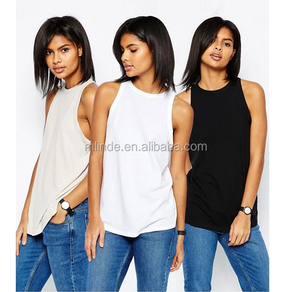 Online Shopping Wholesale Custom Stylish Women Summer Sexy Fashion Blank Crop Tops Plain White Linen Look Sleeveless Tank Tops