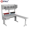 stainless steel metal corner anti-static industrial work table with drawers