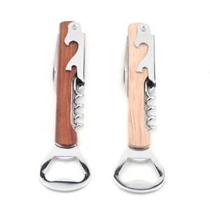 Image of custom personalize logo bullet metal bar wooden wine beer bottle opener