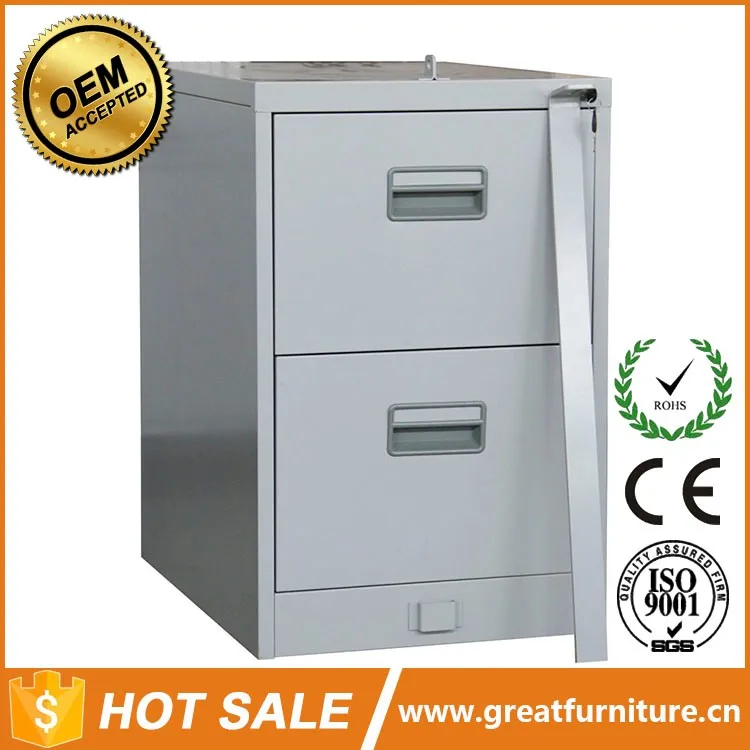 Safety Steel Bar Lock 2 Drawer Filing Cabinet With Plastic Handle