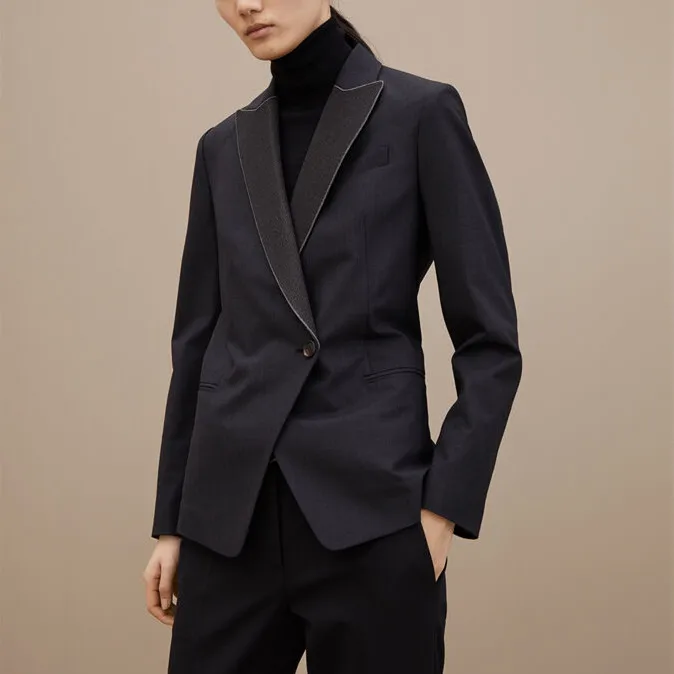 热卖女士初剪羊毛西装外套时装华达呢西装夹克