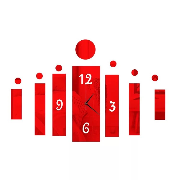 

Fashion Morden Beautiful Love Acrylic Mirror Wall Clock Decorative Sticker for Reloj, Black&red