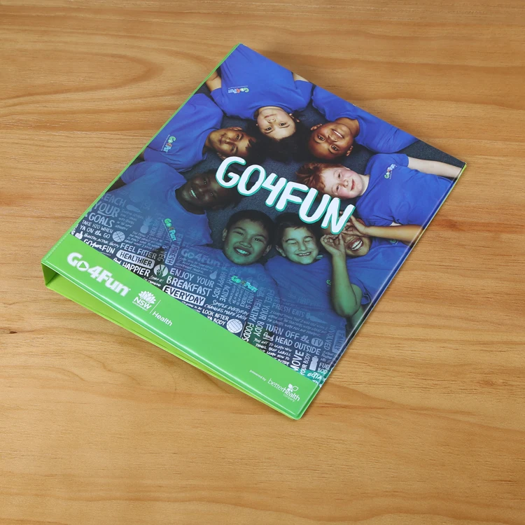 
Customized size popular plastic pvc 3 hole ring binder business card 2 pockets file folder with the logo printing 