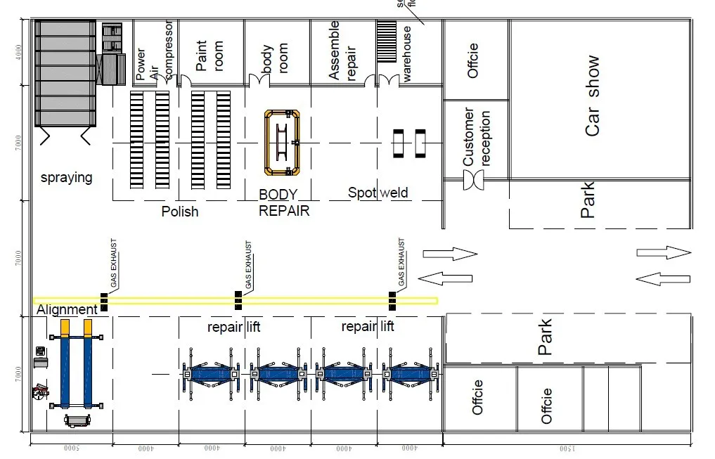 1000m2 Workshop Design One Stop Service Car Equipment - Buy Auto Repair ...