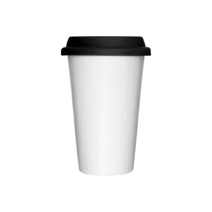 Image of high quality food grade ceramic travel coffee mug with lid