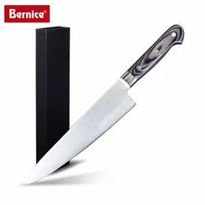 Image of high quality chef knife 8 inch high carbon german steel blade kitchen knives with pakka wood handle