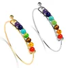 Unique Gold Plated Natural Stone Bracelet Bangle Natural 7 Chakra Yoga Energy Bead Open Cuff Bangle