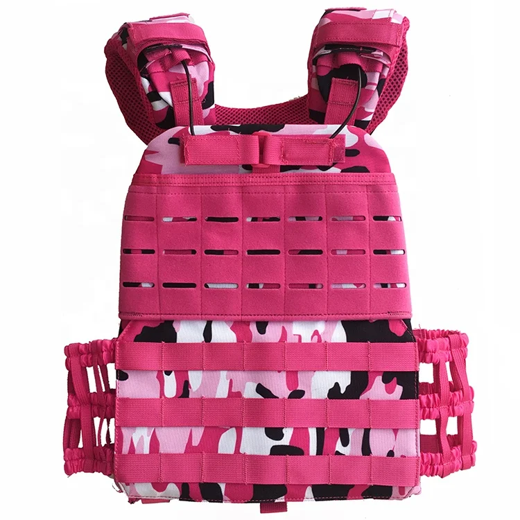 

High quality laser cut pink training sport fitness plate weighted carrier workout tactical military gym crossfit vest