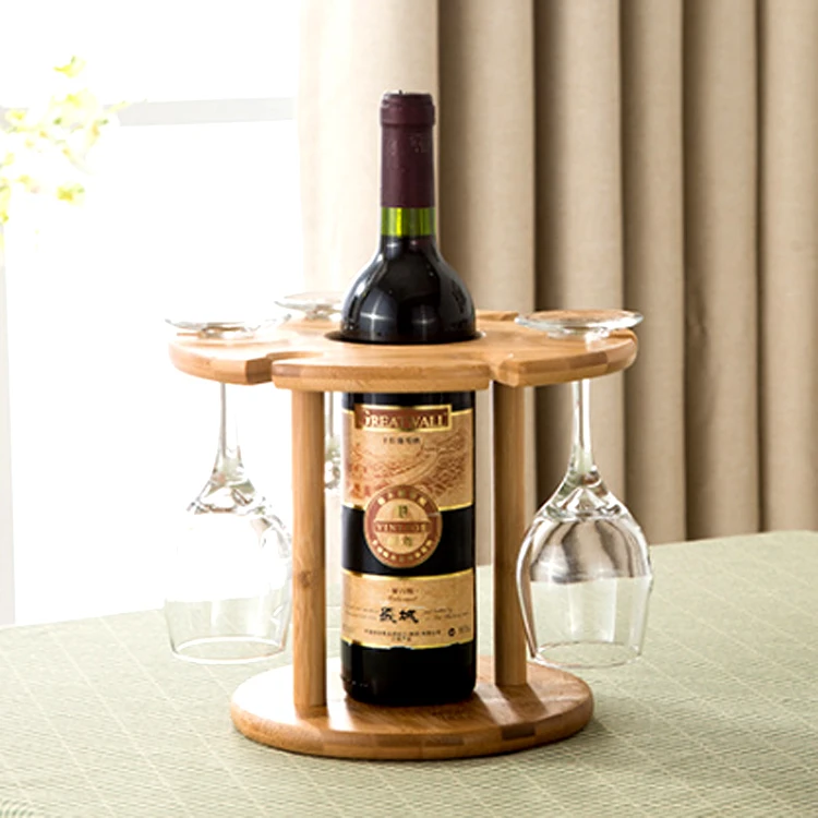 

Bamboo Single Wine Bottle Storage Rack Display Case Holder, Customize