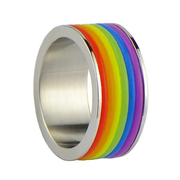 Stainless Steel Lesbian Bisexual Lgbt Gay Pride Rainbow Ring Same Sexuality Engagement Ring 3224