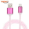 mobile charging rainbow fiber optic colorful light LED usb charger cable data cable for Android IOS smart mobile phone