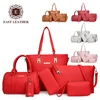 Luxury Wholesale 2018 conjunto de bolsos PU leather nice colors 6 pcs in one set women handbag set