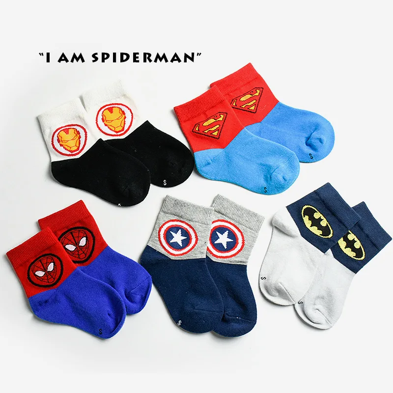 
Up-grade marvel hero socks bulk soft touch silicone rubber cotton baby socks 