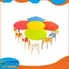Colorful new design kindergarten furniture solid wood kids study table and chair