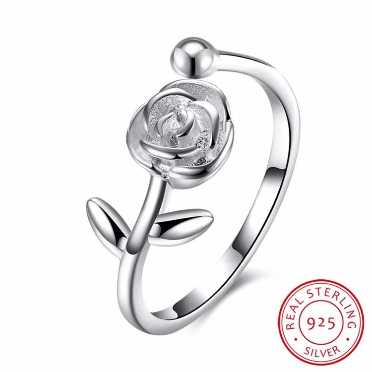 

Latest products 925 sterling silver jewelry unique promise sterling silver ring for her rose flower ring, Picture-rose flower ring