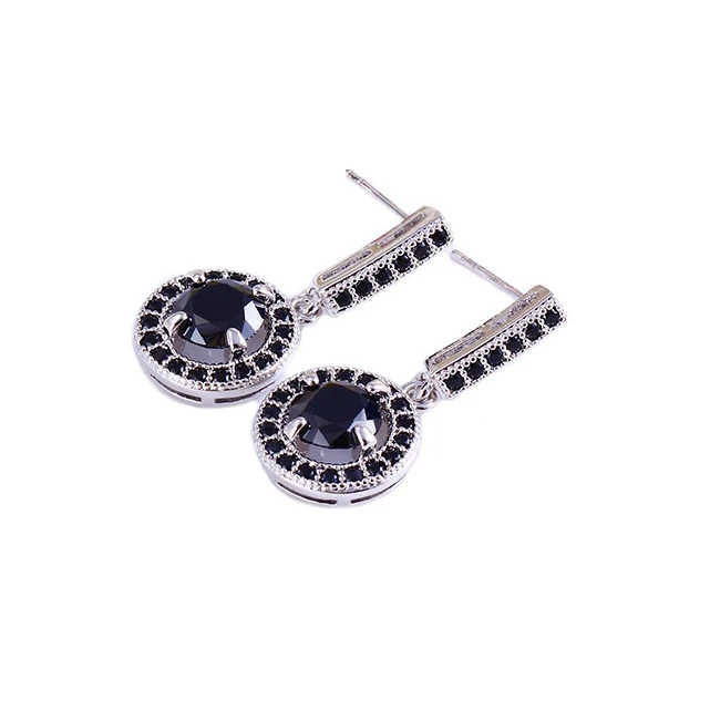

24674 Xuping artificial diamond new latest gold color earring designs, silver color plated jewellery, black rhodium jewelry earr, Rhodium color