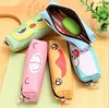 Cute animal print foaming PU leather pencil case zippered pencil box