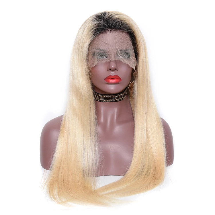 

brazilian hair #613 ombre ash blonde wig, blonde ombre human hair lace front wig