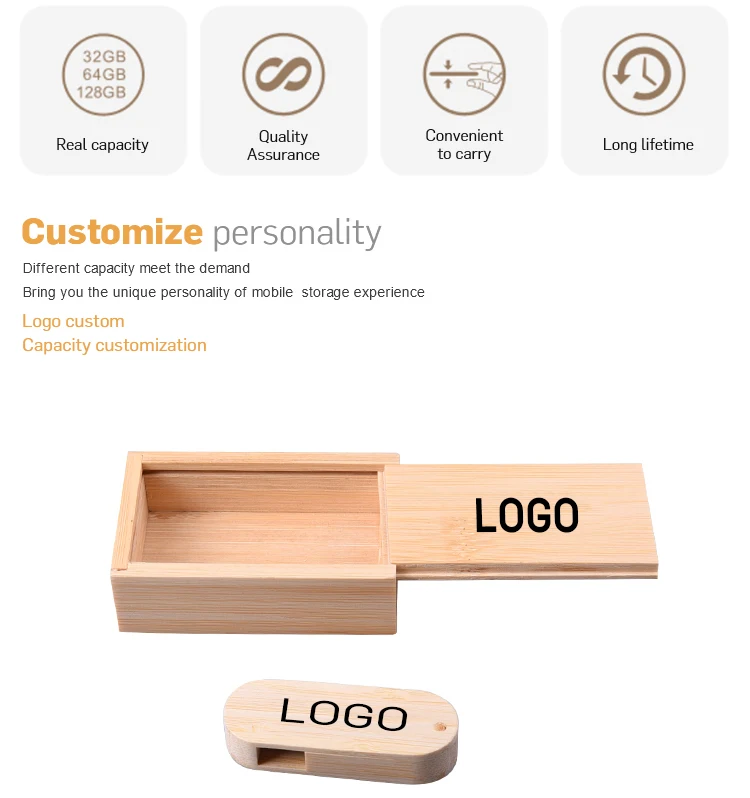 Promotion Rectangle Wood 4GB USB Flash Drive