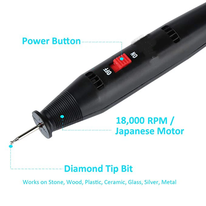 FOLAI Electric Pen Crave Tool with Diamond Tip Bit to Engrave on Metal Glass 