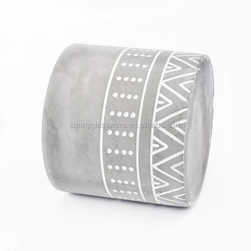 cylinder gray concrete candle jars with logo