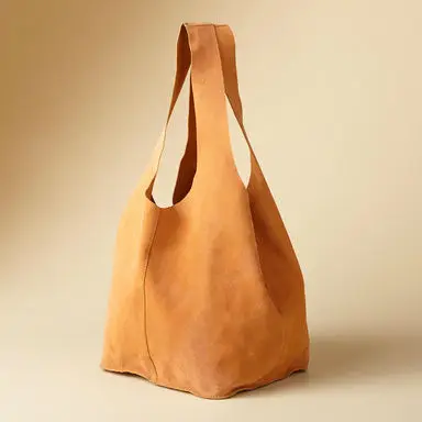 tan suede slouch bag