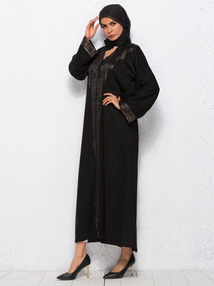 A3438 Jalabiya For Ladies Abaya Models Dubai Kaftan Black Open Muslim ...