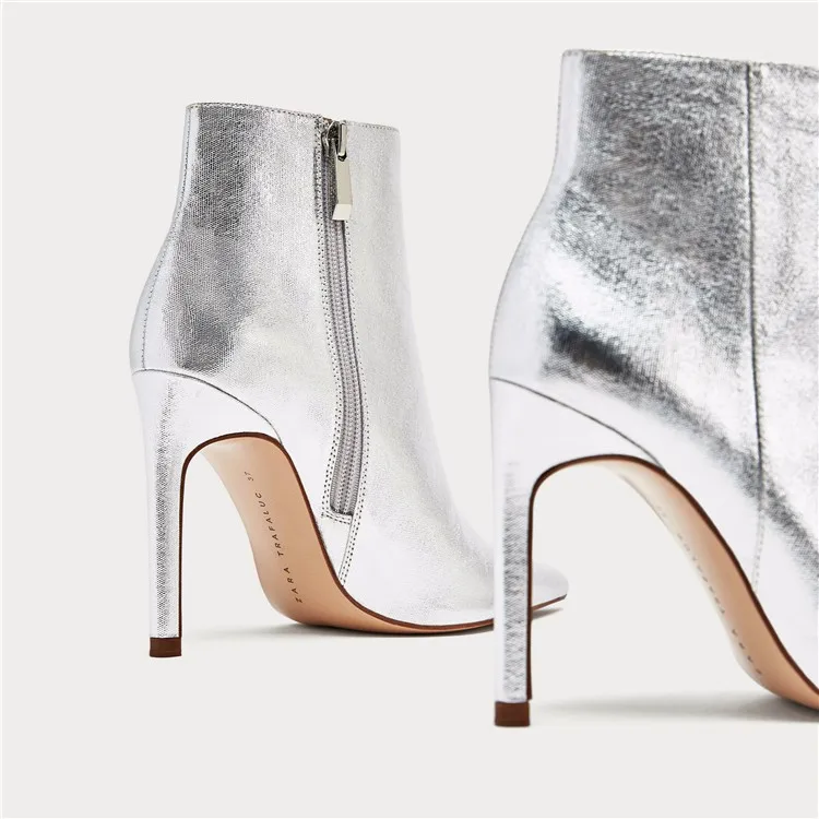 ladies silver ankle boots